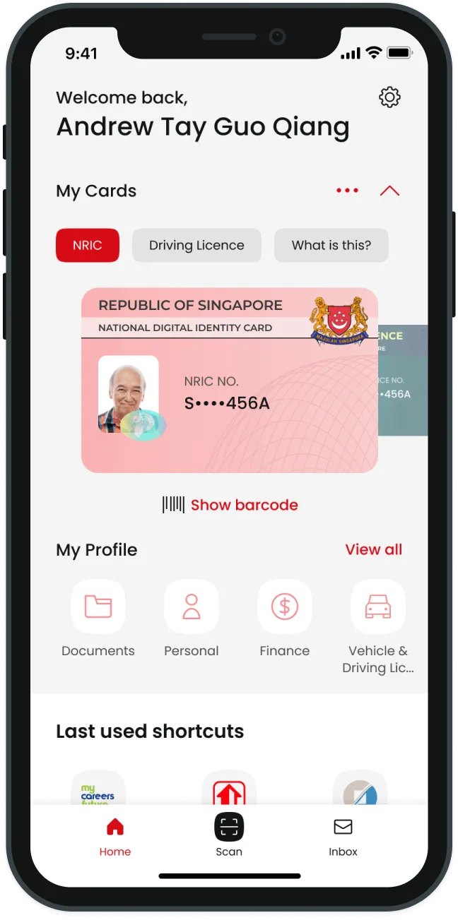 Screenshot of Singpass app with Yusof Bin Ishak’s digital IC. Did you know? The first ever NRIC number was issued in 1965 to our first president, Yusof Ishak.